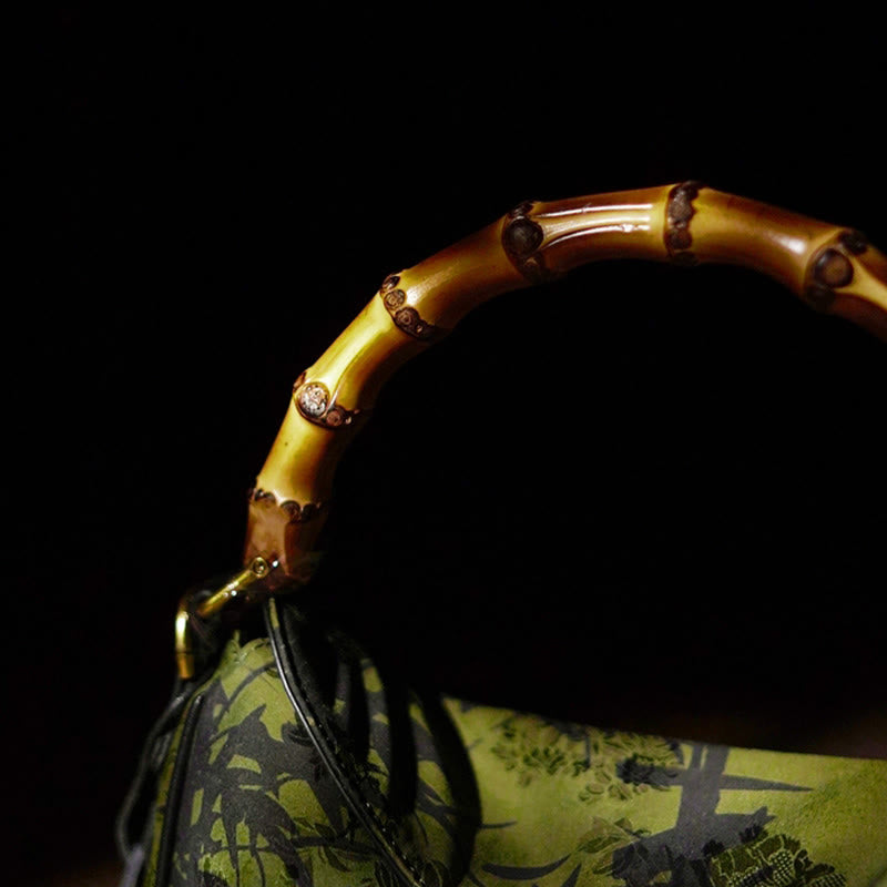 Lush Bamboo Handle Xiangyunsha Silk Crossbody Bag Hangbags - Image 7