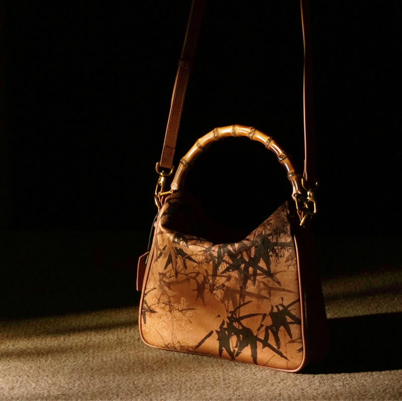 Lush Bamboo Handle Xiangyunsha Silk Crossbody Bag Hangbags - Image 16