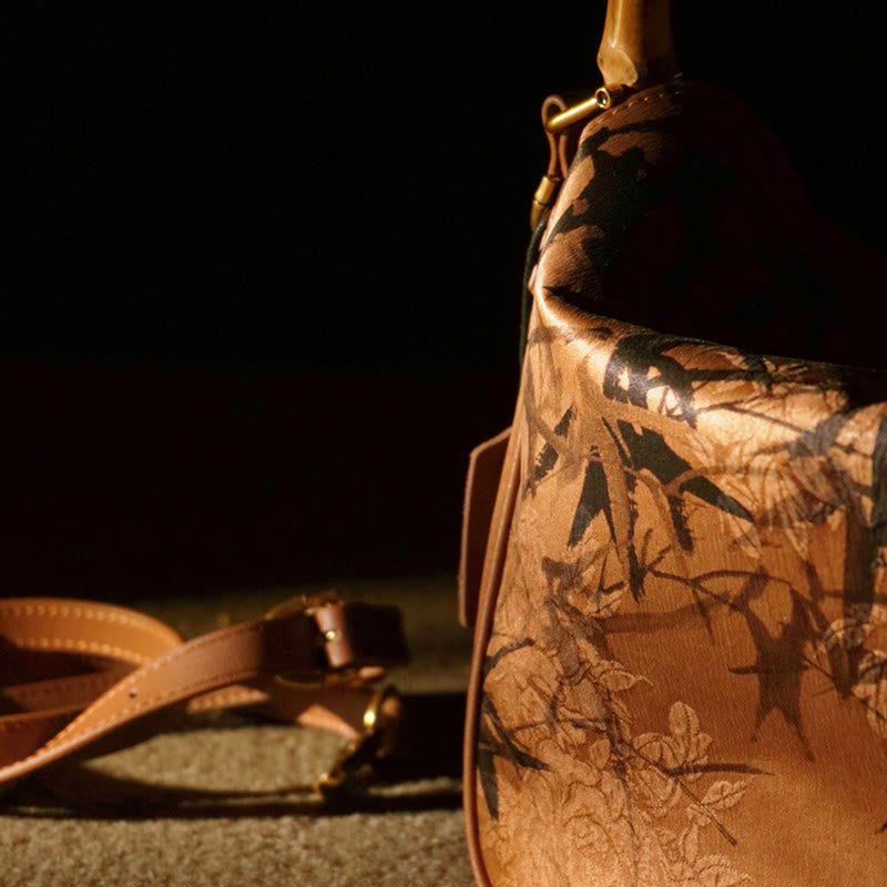 Lush Bamboo Handle Xiangyunsha Silk Crossbody Bag Hangbags - Image 25