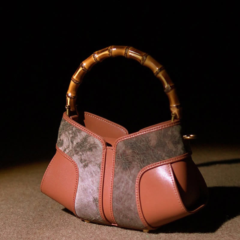 Retro Peony Branches Bamboo Handle Song Brocade Xiangyunsha Silk Crossbody Bag Hangbags - Image 14