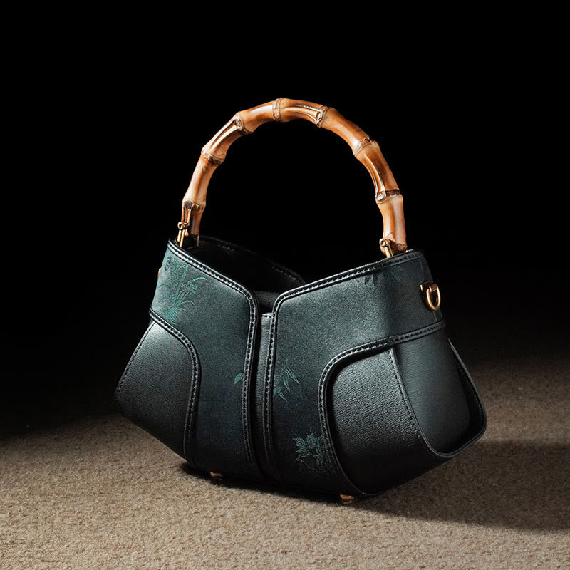 Retro Peony Branches Bamboo Handle Song Brocade Xiangyunsha Silk Crossbody Bag Hangbags - Image 13