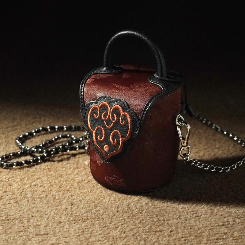Auspicious Clouds Butterfly Flowers Xiangyunsha Silk Crossbody Bag Hangbags - Image 7