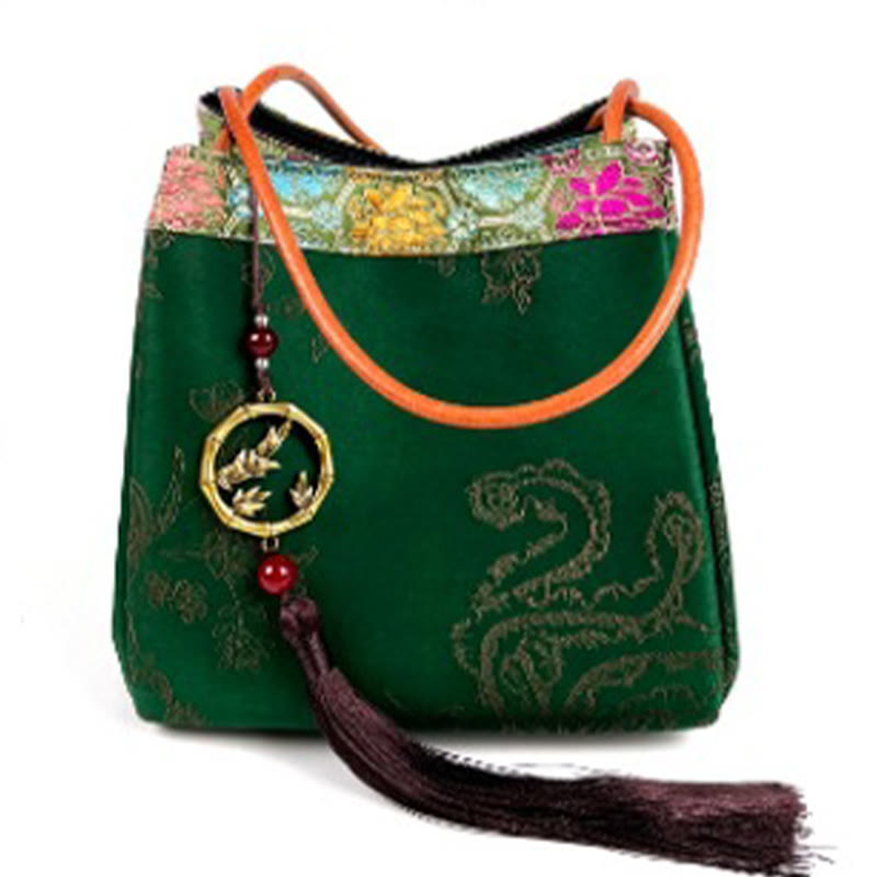 Bamboo Branches Bead Pendant Tassel Xiangyunsha Silk Shoulder Bag Hangbags - Image 10