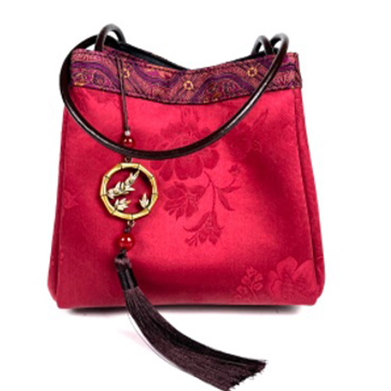 Bamboo Branches Bead Pendant Tassel Xiangyunsha Silk Shoulder Bag Hangbags - Image 11
