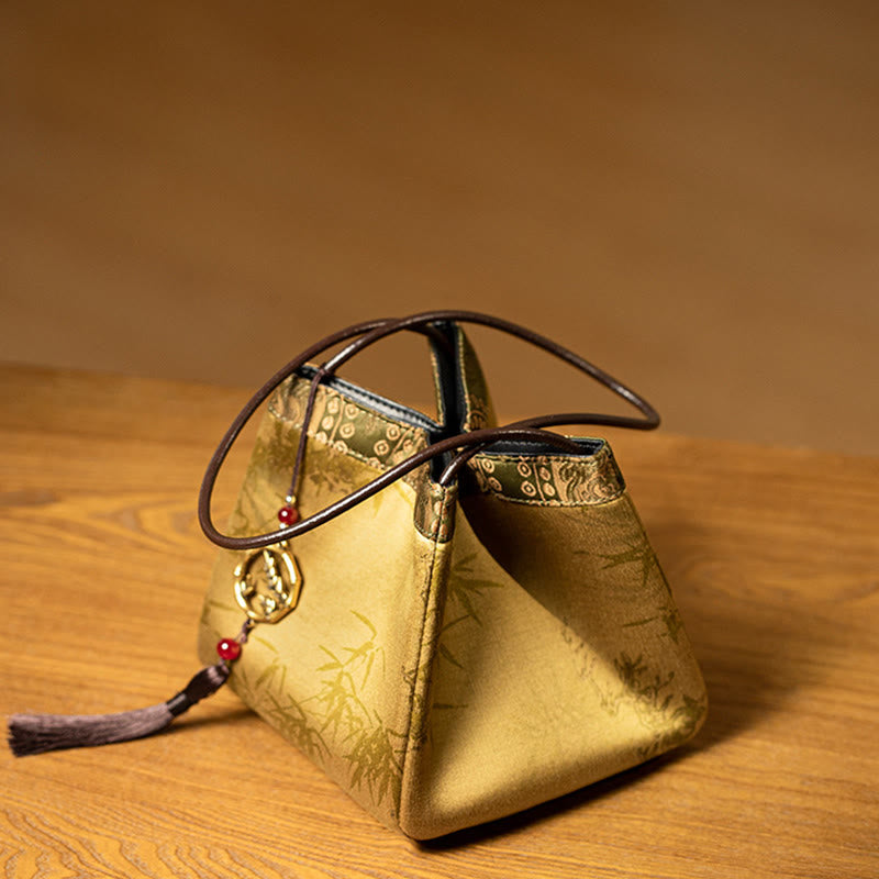 Bamboo Branches Bead Pendant Tassel Xiangyunsha Silk Shoulder Bag Hangbags - Image 3