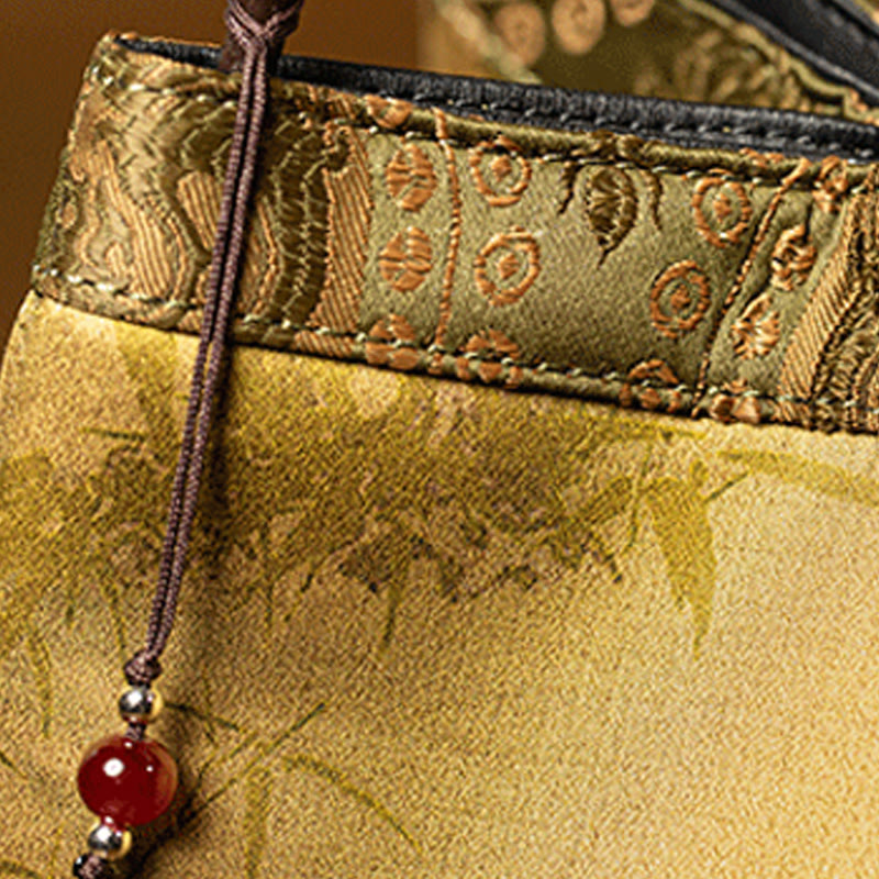 Bamboo Branches Bead Pendant Tassel Xiangyunsha Silk Shoulder Bag Hangbags - Image 6