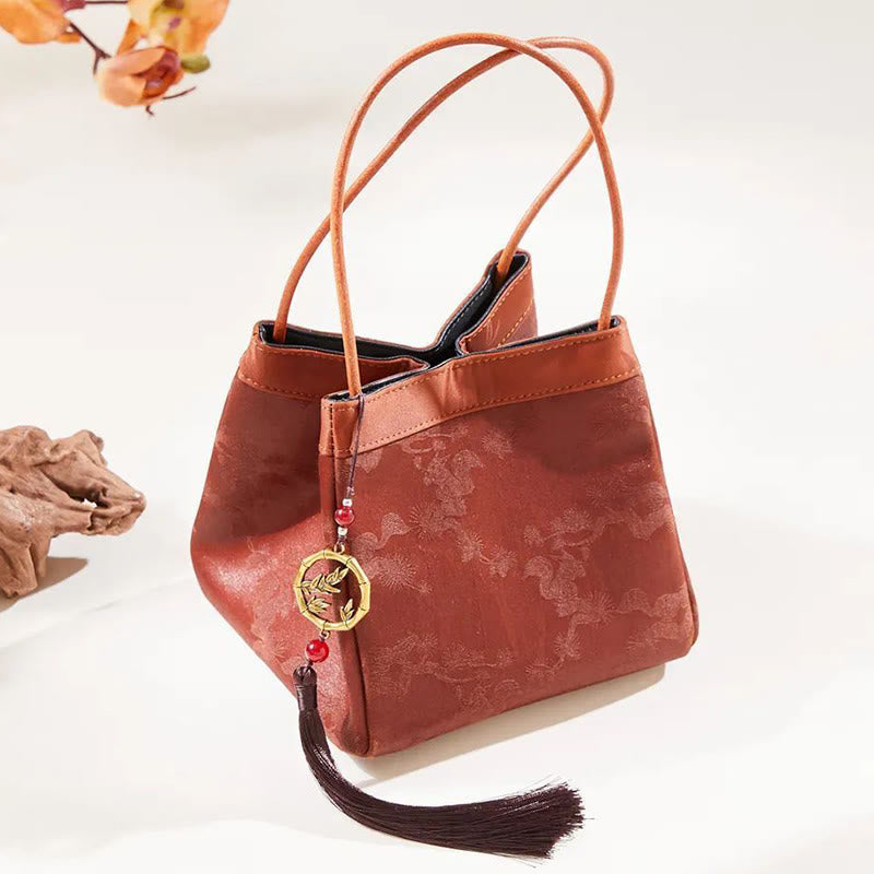 Bamboo Branches Bead Pendant Tassel Xiangyunsha Silk Shoulder Bag Hangbags - Image 9