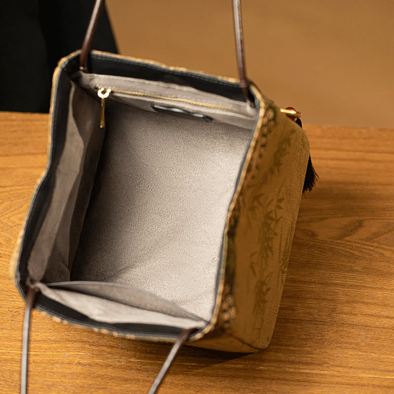 Bamboo Branches Bead Pendant Tassel Xiangyunsha Silk Shoulder Bag Hangbags - Image 7