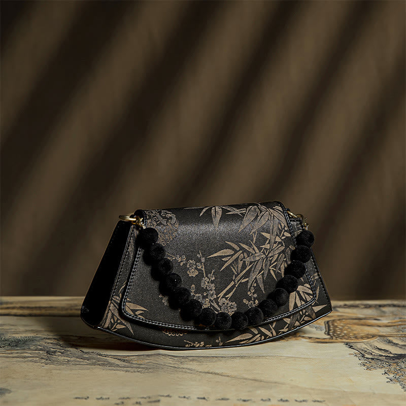 Plum Bamboo Bead Chain Xiangyunsha Silk Crossbody Bag Shoulder Bag - Image 3