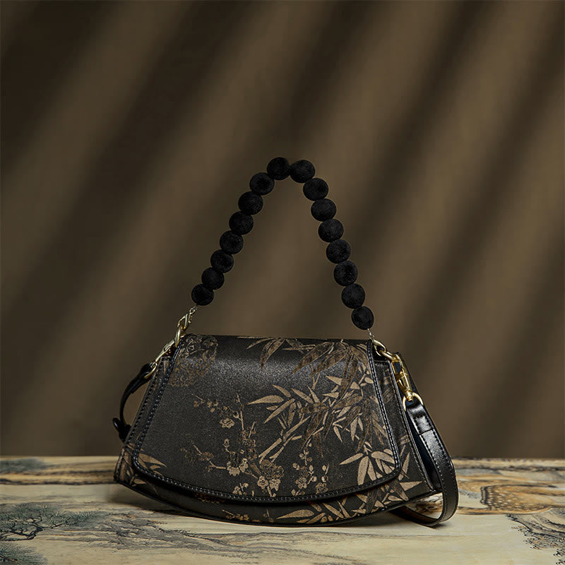 Plum Bamboo Bead Chain Xiangyunsha Silk Crossbody Bag Shoulder Bag - Image 2