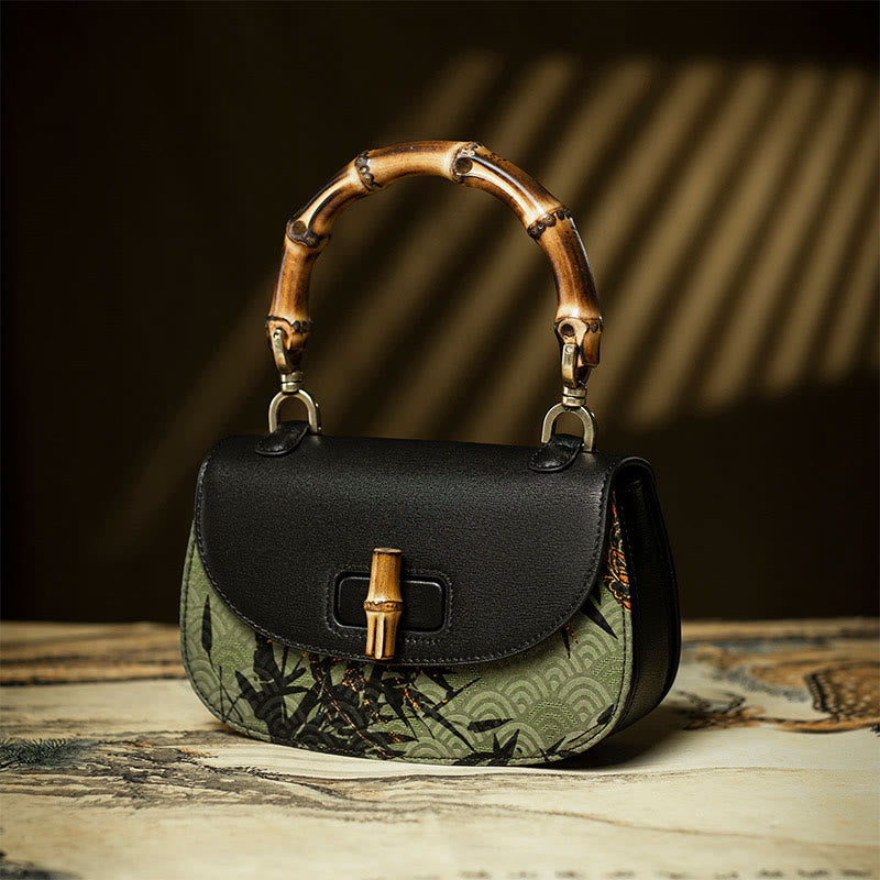 Curve Bamboo Handle Xiangyunsha Silk Crossbody Bag Hangbags - Image 2