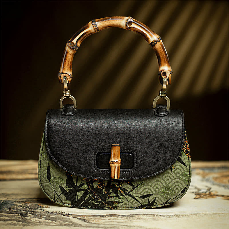 Curve Bamboo Handle Xiangyunsha Silk Crossbody Bag Hangbags - Image 3