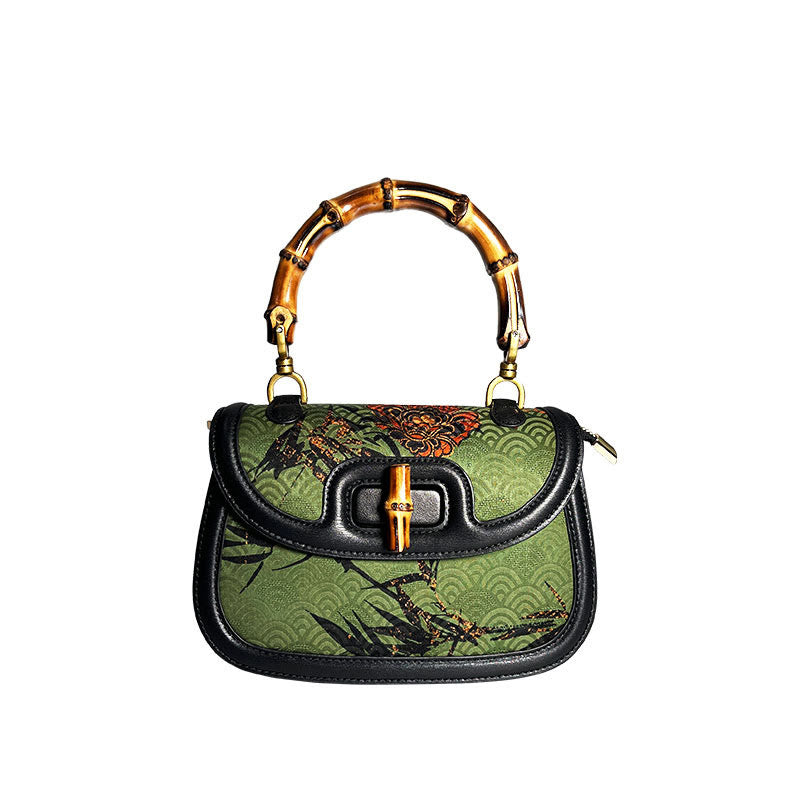 Curve Flower Bamboo Handle Xiangyunsha Silk Crossbody Bag Hangbags - Image 7