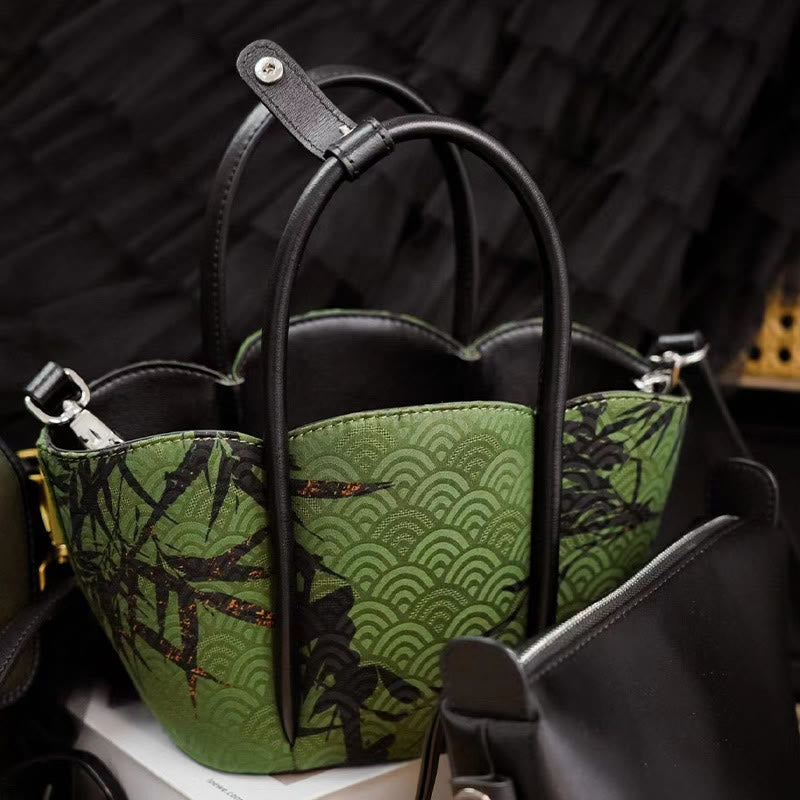 Curve Bamboo Flower Shape Xiangyunsha Silk Crossbody Bag Hangbags - Image 7