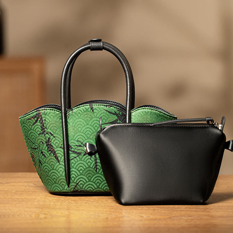 Curve Bamboo Flower Shape Xiangyunsha Silk Crossbody Bag Hangbags - Image 4