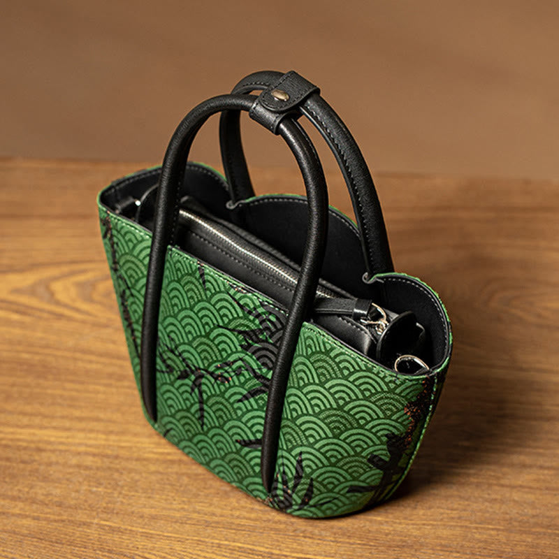 Curve Bamboo Flower Shape Xiangyunsha Silk Crossbody Bag Hangbags - Image 3