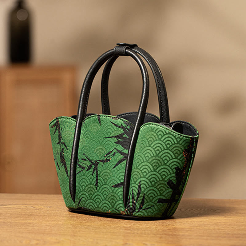 Curve Bamboo Flower Shape Xiangyunsha Silk Crossbody Bag Hangbags - Image 2