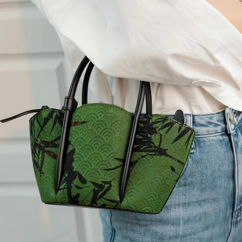 Curve Bamboo Flower Shape Xiangyunsha Silk Crossbody Bag Hangbags - Image 9