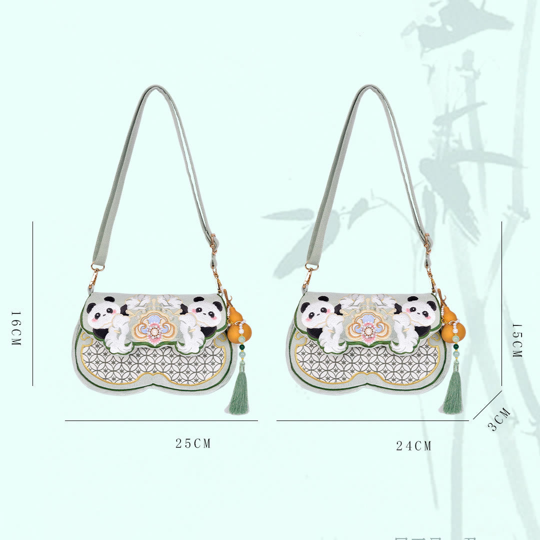 Panda Flowers Gourd Pendant Shoulder Bag Crossbody Bag - Image 6
