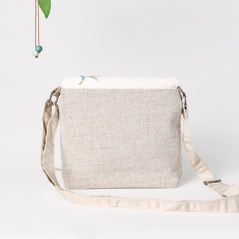 Handmade Magnolia Embroidered Large Capacity Polyester Canvas Backpack - Image 3