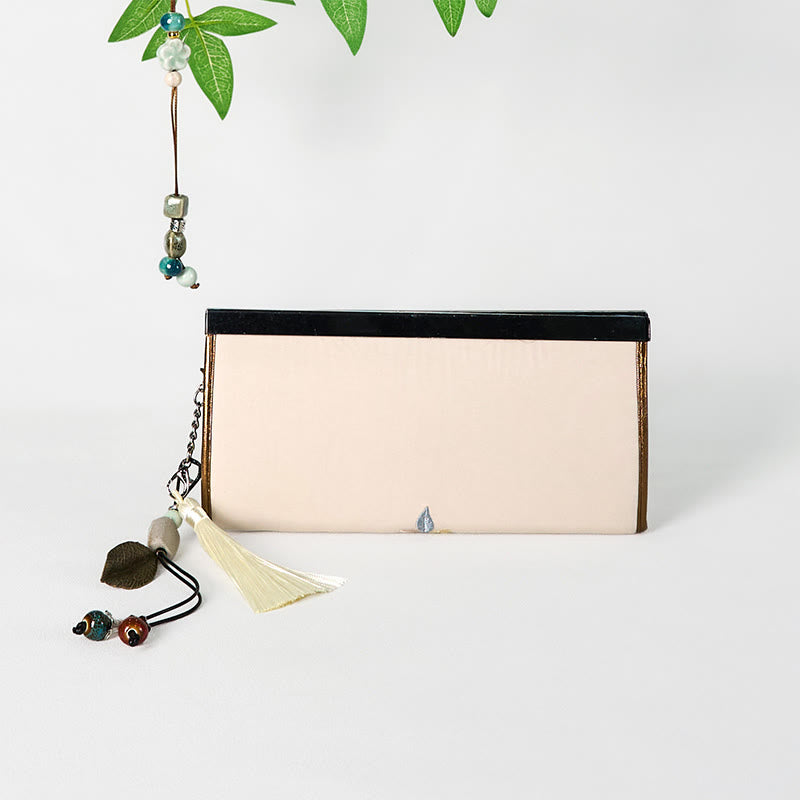 Magnolia Flower Double-sided Embroidery Large Capacity Cash Holder Wallet Shopping Purse - Image 2
