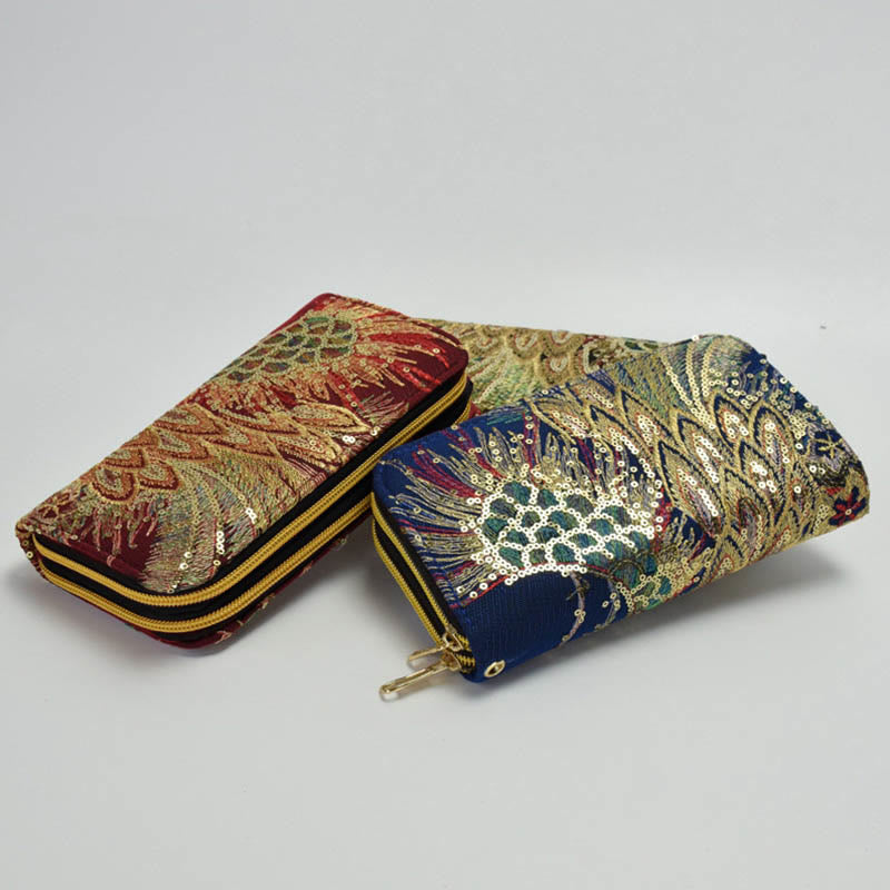 Peacock Double-sided Embroidery Cash Holder Wallet Shopping Purse - Image 4