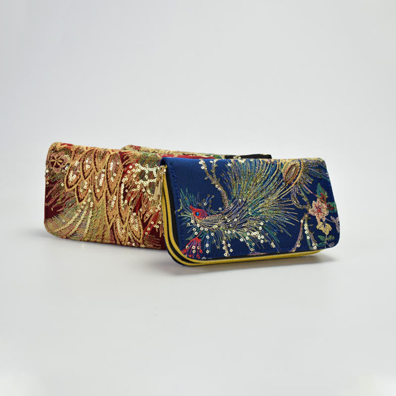 Peacock Double-sided Embroidery Cash Holder Wallet Shopping Purse - Image 5
