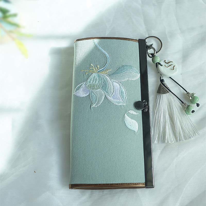 Flower Plum Peach Blossom Bamboo Double-sided Embroidery Large Capacity Cash Holder Wallet Shopping Purse - Image 8