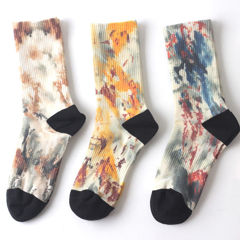 Chinese Ink Painting Landscape Pattern Micro Crew Three Pairs Men Women Unisex Socks - Image 7