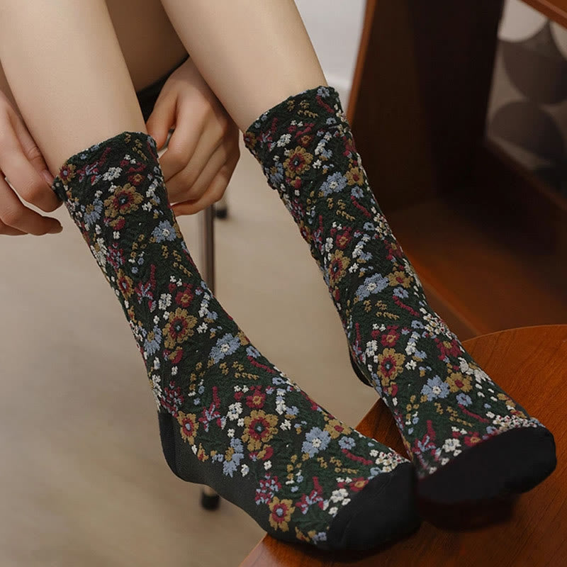 Ethnic Textured Floral Pattern Women's Micro Crew Cotton Socks - Image 10