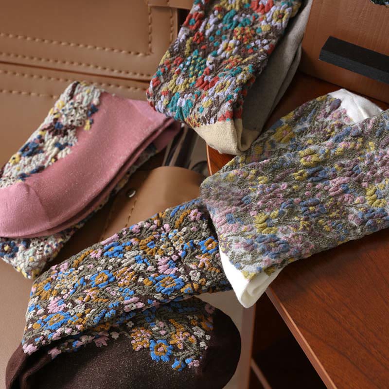 Ethnic Textured Floral Pattern Women's Micro Crew Cotton Socks - Image 21