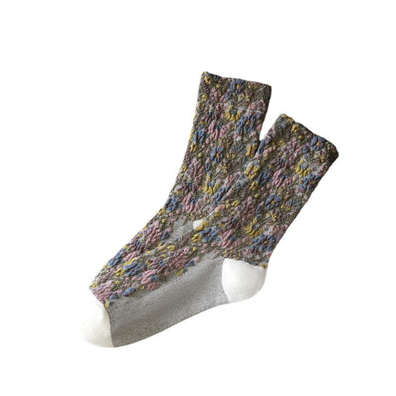 Ethnic Textured Floral Pattern Women's Micro Crew Cotton Socks - Image 12