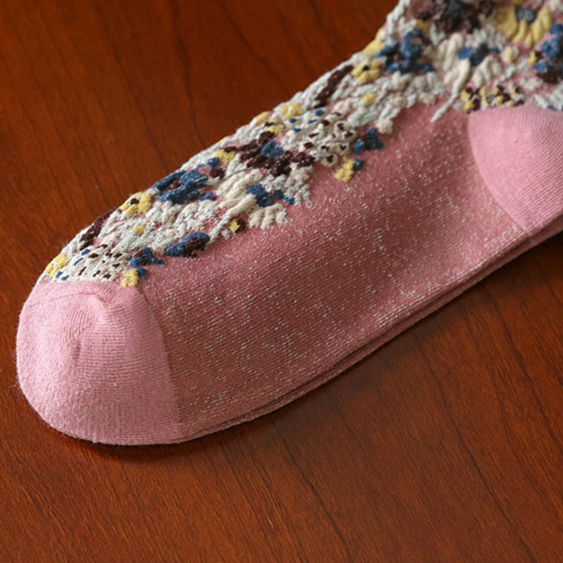 Ethnic Textured Floral Pattern Women's Micro Crew Cotton Socks - Image 14