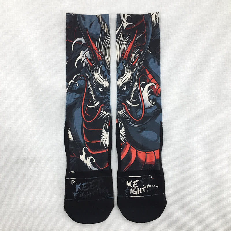 "Fortress of the Mind" Casual Dragon Micro Crew Men's Socks Includes Gift Message Card - Image 2