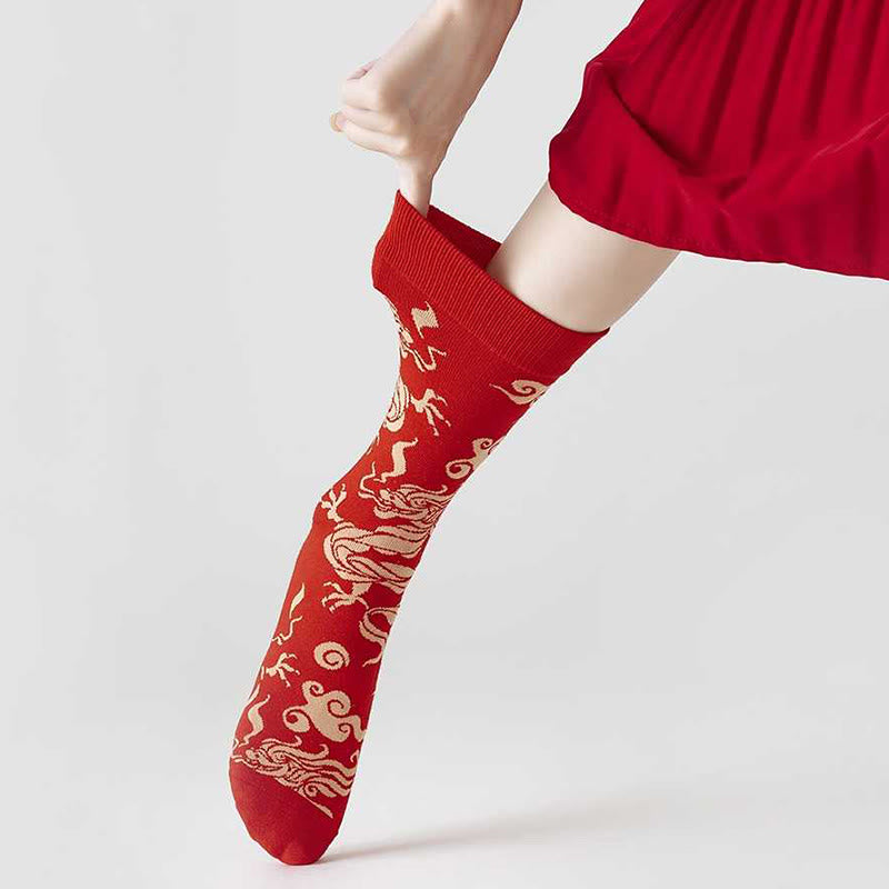Casual Red Dragon Cotton Quarter Men Women Unisex Socks - Image 11