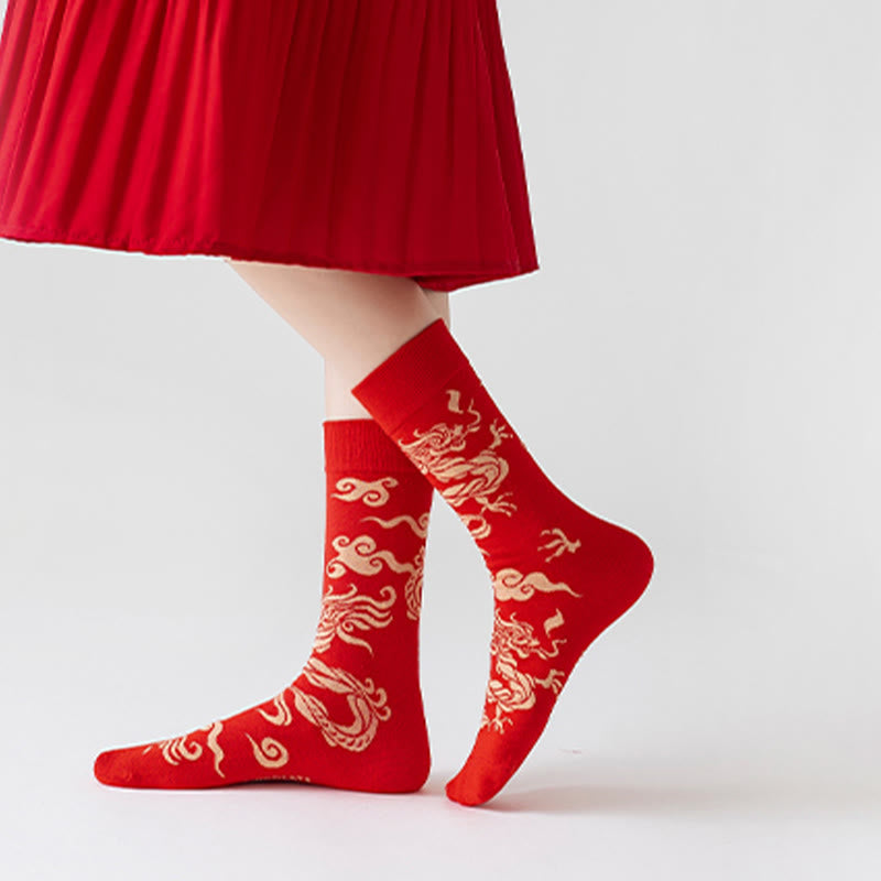 Casual Red Dragon Cotton Quarter Men Women Unisex Socks - Image 8