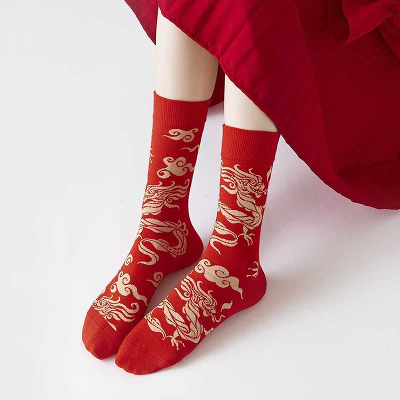 Casual Red Dragon Cotton Quarter Men Women Unisex Socks - Image 7