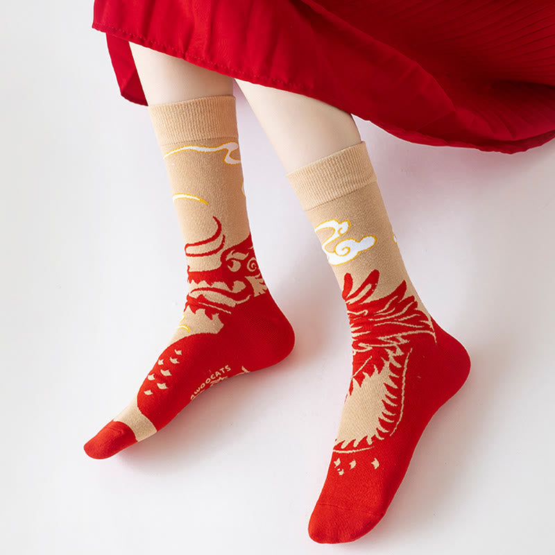Casual Red Dragon Cotton Quarter Men Women Unisex Socks - Image 4