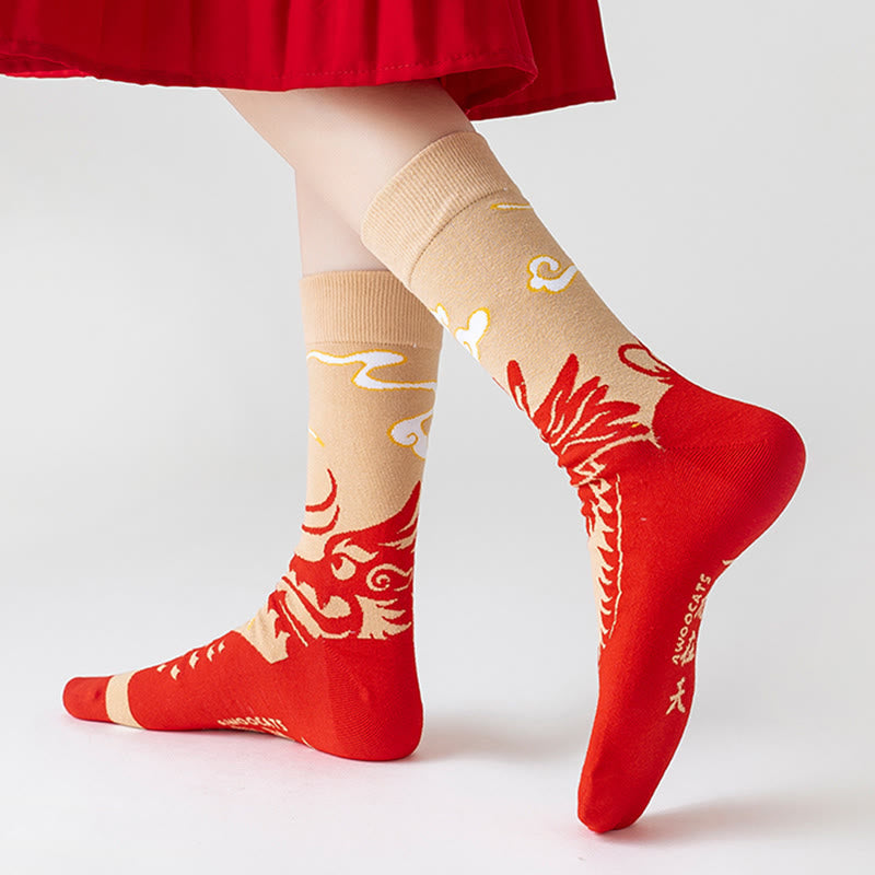 Casual Red Dragon Cotton Quarter Men Women Unisex Socks - Image 3