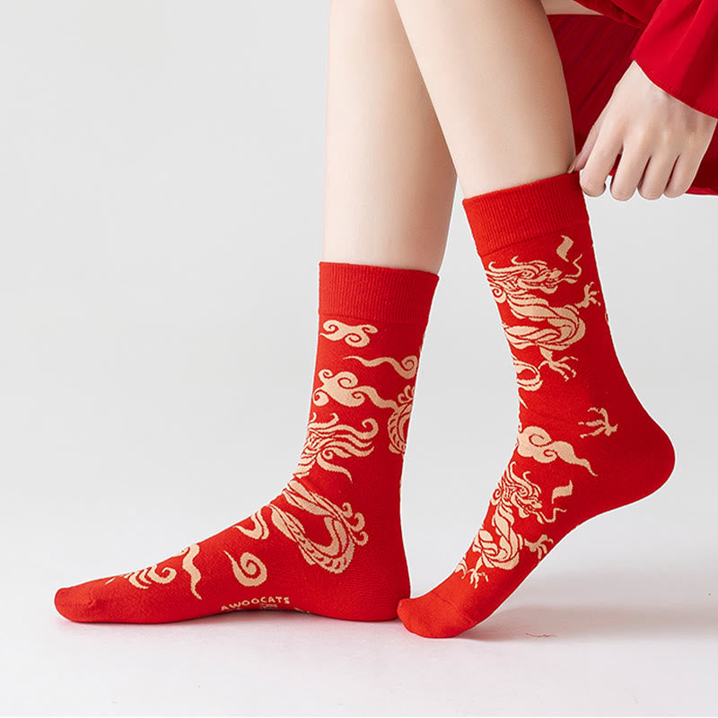 Casual Red Dragon Cotton Quarter Men Women Unisex Socks - Image 9