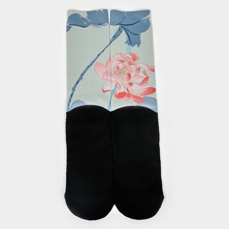 Casual Lotus Painting Micro Crew Men Women Unisex Socks - Image 2