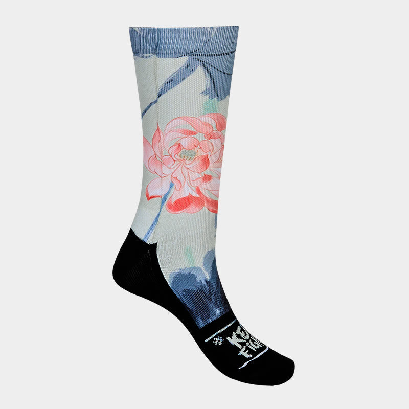 Casual Lotus Painting Micro Crew Men Women Unisex Socks - Image 8
