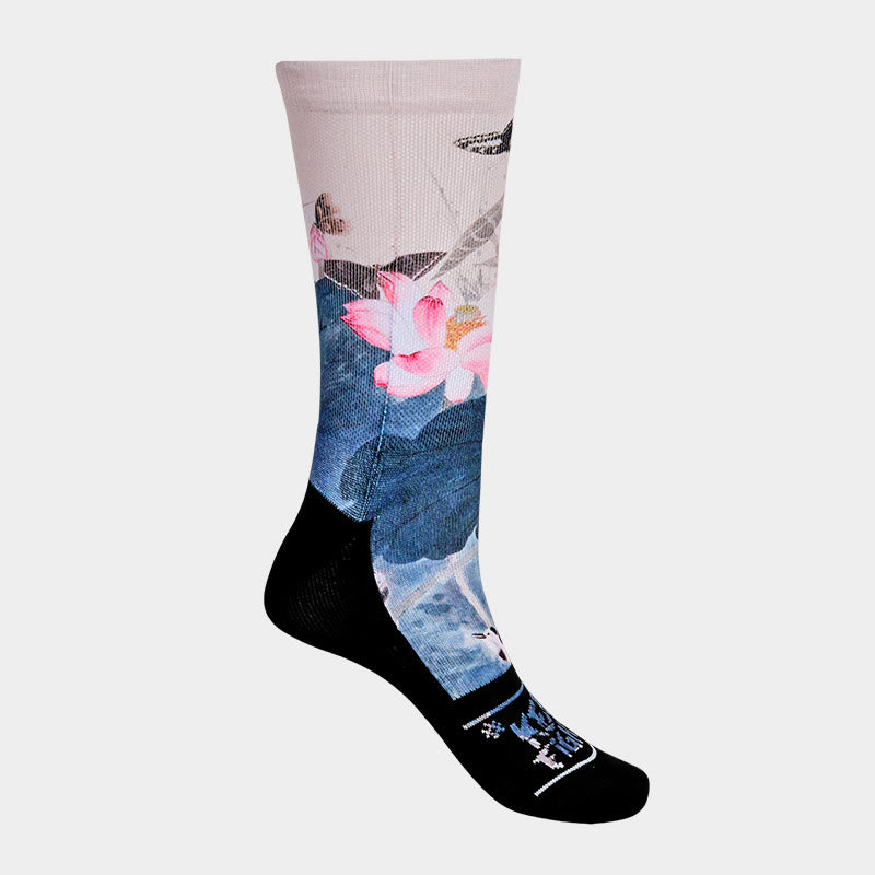 Casual Lotus Flowers Leaves Butterfly Micro Crew Men Women Unisex Socks - Image 8