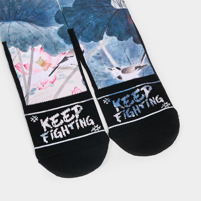 Casual Lotus Flowers Leaves Butterfly Micro Crew Men Women Unisex Socks - Image 4