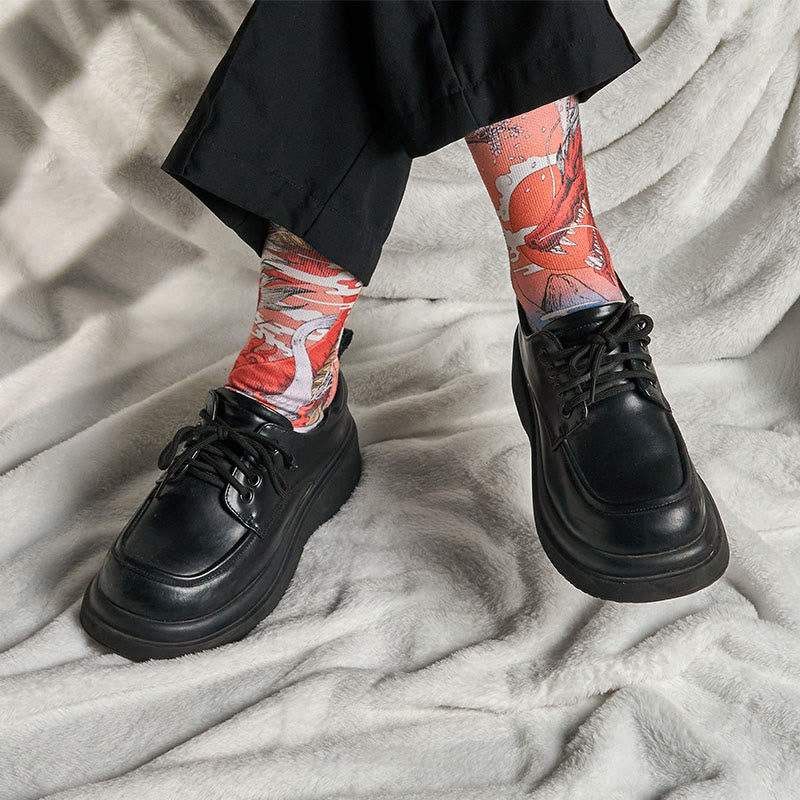 Casual Red Dragon Volcano Sun Tree Mountains Micro Crew Men Women Unisex Socks - Image 6