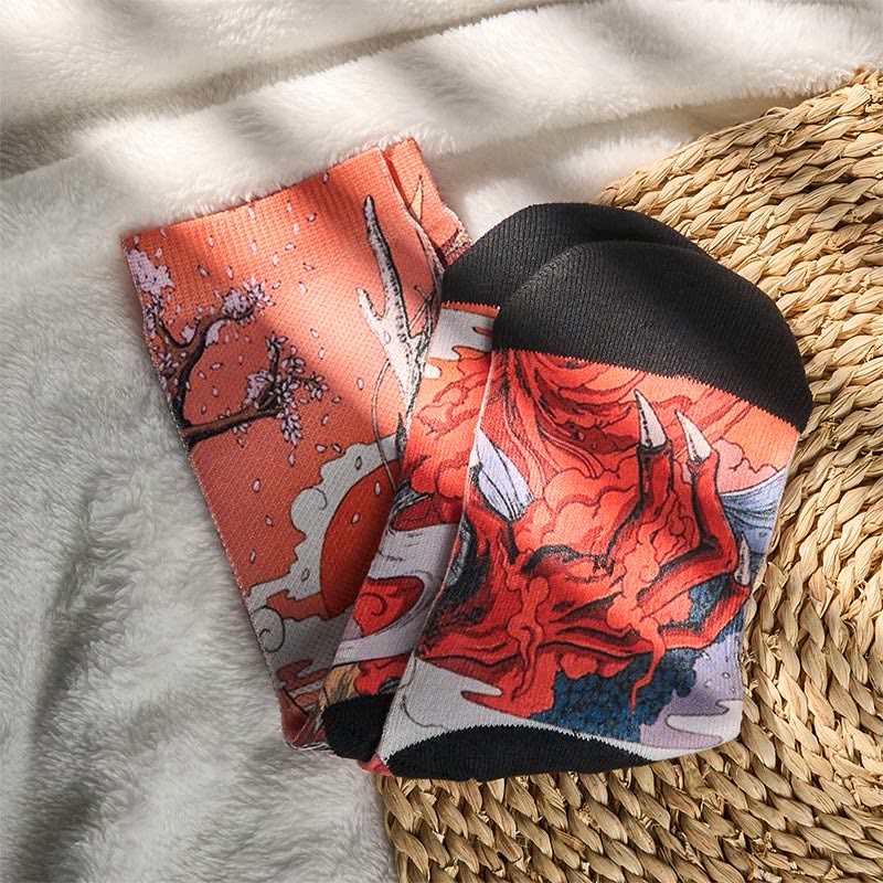 Casual Red Dragon Volcano Sun Tree Mountains Micro Crew Men Women Unisex Socks - Image 7