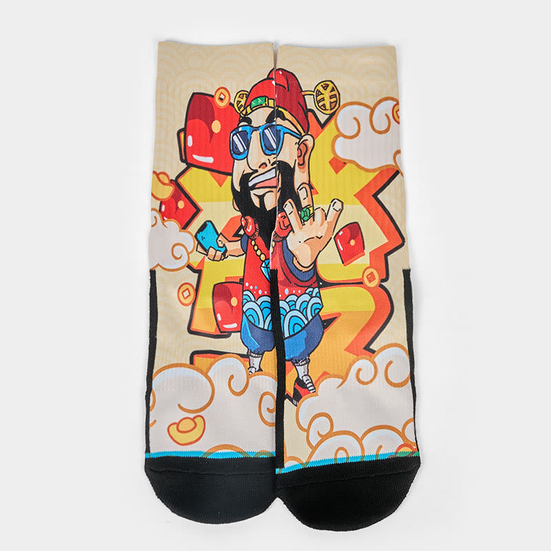 Casual God Of Wealth Red Envelopes Ingot Micro Crew Men Women Unisex Socks - Image 2
