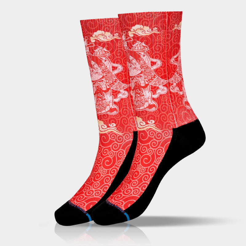 Casual God Of Wealth Auspicious Clouds Micro Crew Men Women Unisex Socks - Image 10