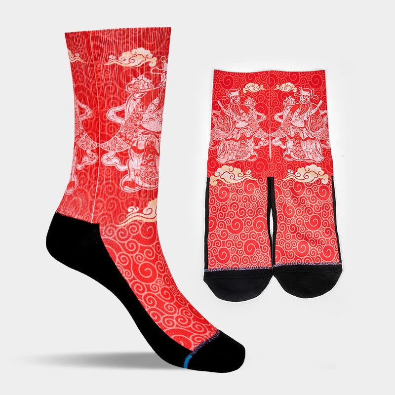 Casual God Of Wealth Auspicious Clouds Micro Crew Men Women Unisex Socks - Image 9