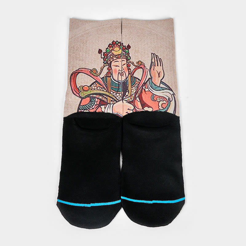 Casual God Of Wealth Ruyi Handle Micro Crew Men Women Unisex Socks - Image 2